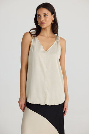 Aria Top - Oyster Crinkle Satin