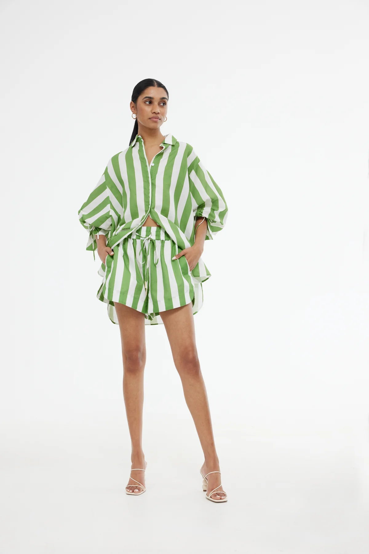 The Amalfi Stripe Silk Shirtdress with Belt