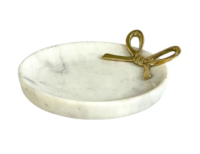 Small Marble Tray with Gold Bow