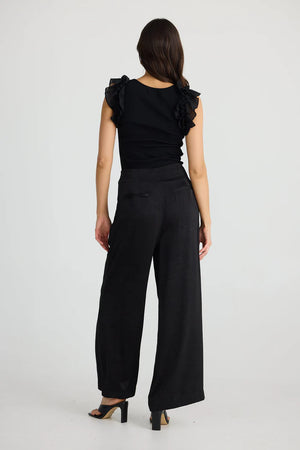 Dana Pant - Black Crinkle Satin