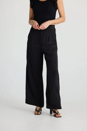 Dana Pant - Black Crinkle Satin