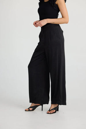 Dana Pant - Black Crinkle Satin