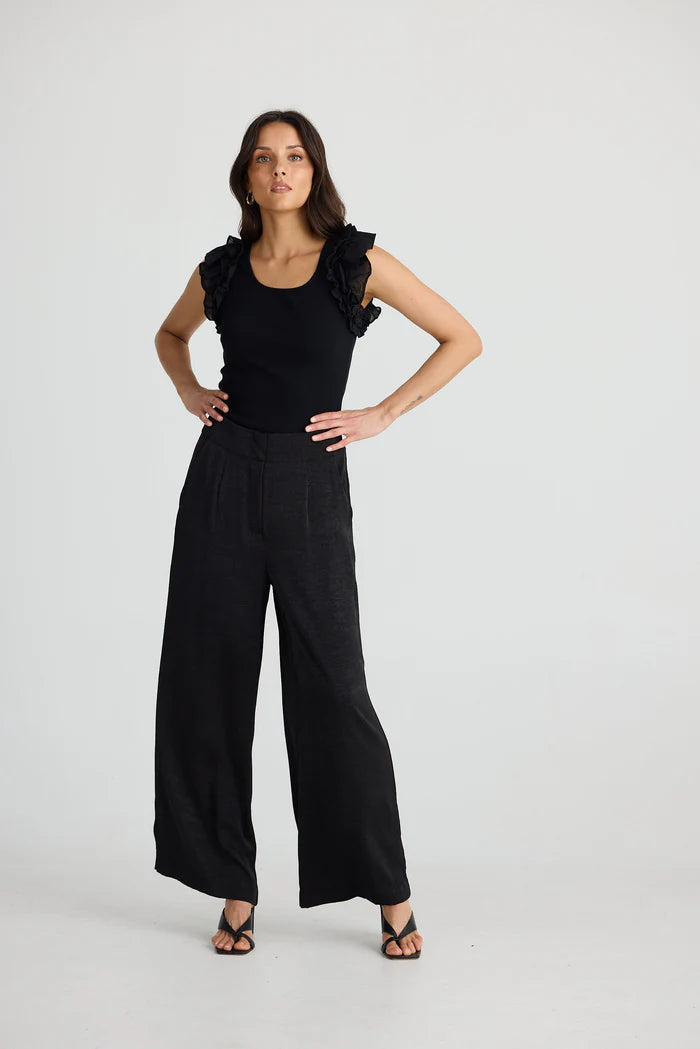 Dana Pant - Black Crinkle Satin