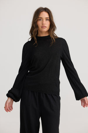 Electra Knit Top - Black Metallic
