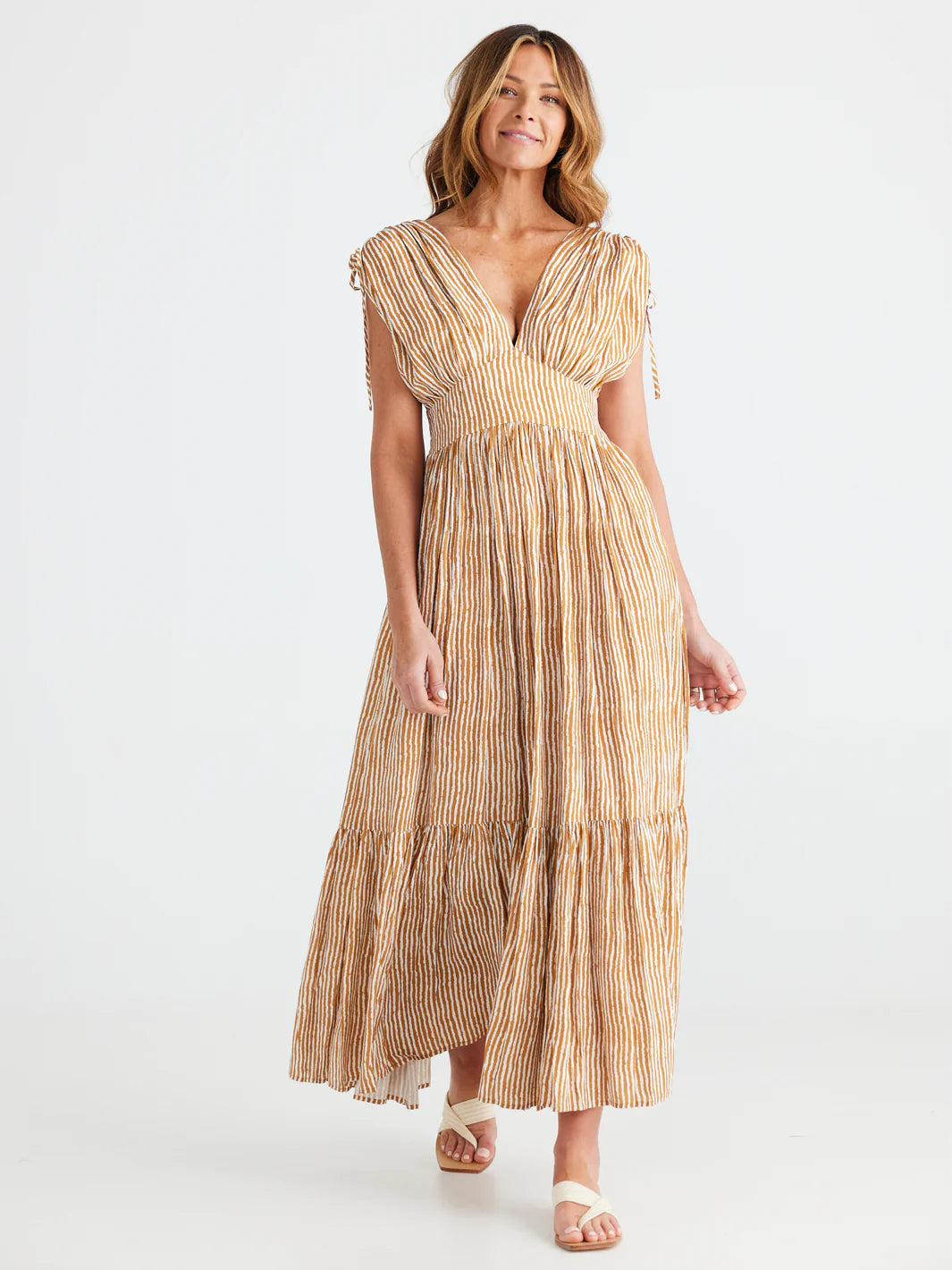 Ellody Dress - Tan Stripe