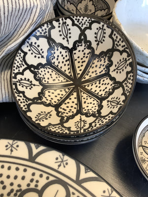 Floral Small Ceramic Bowl - Black & White