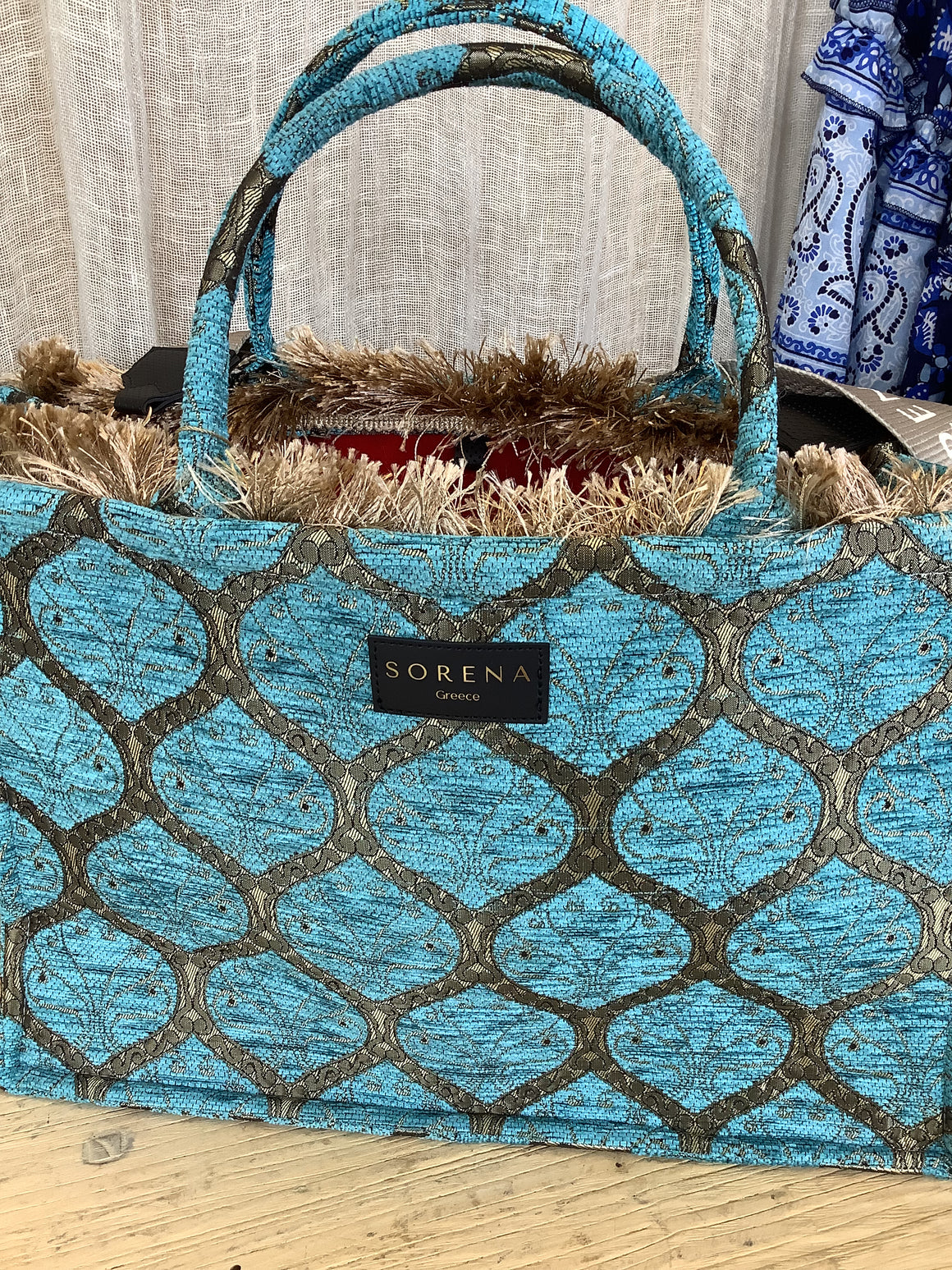 SORENA Tote Bag -Likno - Turquoise Motif
