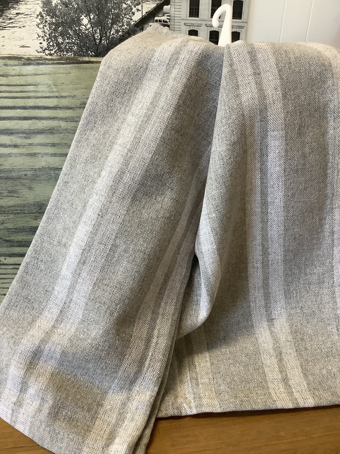 French Cotton Tea towel - Grey & White Stripe