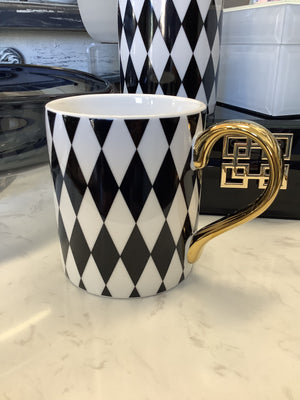 Decorative Mug - Black, White & Gold
