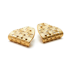 Silk & Steel Lattice Statement Earrings - Gold/Silver