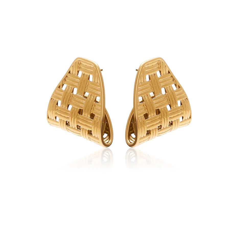 Silk & Steel Lattice Statement Earrings - Gold/Silver