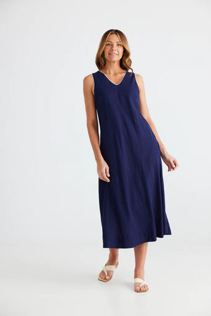 Lita Dress - Navy & White