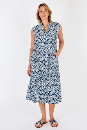 Niagra Sleeveless Midi Dress - Navy