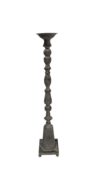 Tall Pedestal Candleholder - Brushed Metal