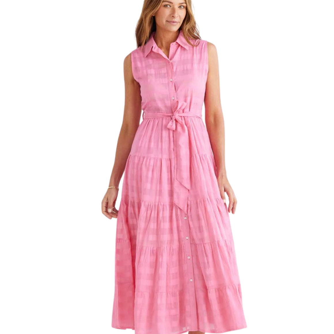 Poppy Maxi Dress - Pink Window Check