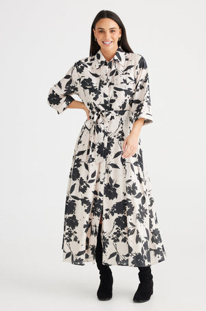 Rossellini Dress 3/4 Sleeve - Shadow Bloom