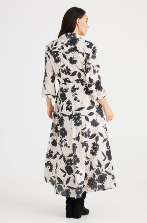 Rossellini Dress 3/4 Sleeve - Shadow Bloom