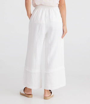 Sailor Wide Leg Linen Pants - White