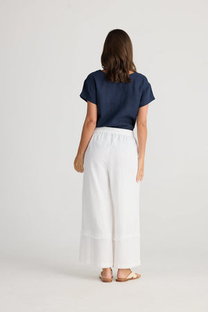 Sailor Wide Leg Linen Pants - White