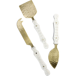 Sienna Cheese Knife Set - Gold & Ivory