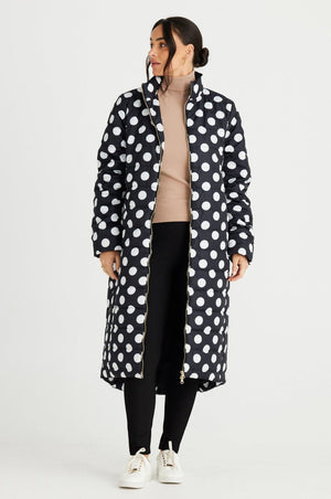 Whistler Long Puffer - Black & White Spot