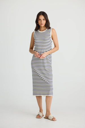 Squad Dress - Ecru / Navy Stripe