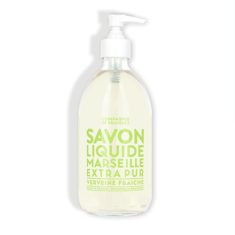 french verbena fragrance liquid soap in glass pump bottle