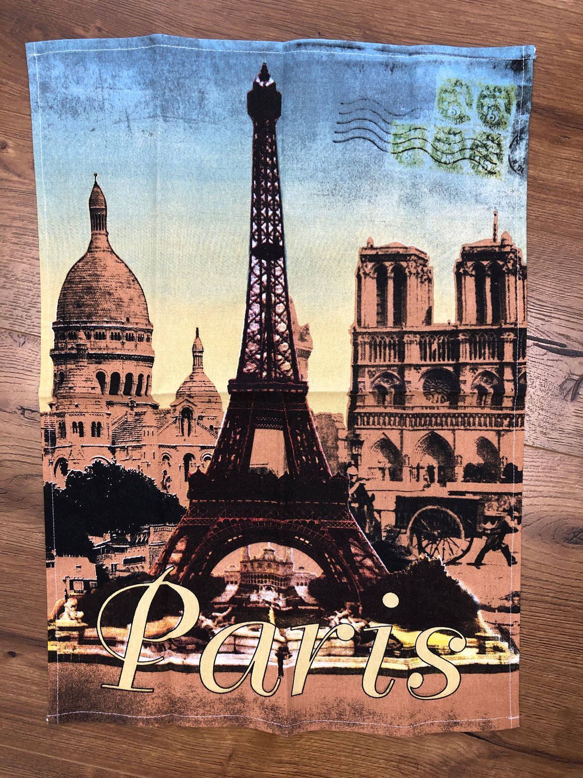 French Vintage Cotton Tea Towel - Eiffel Tower