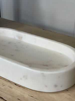 Oval Marble Tray - White