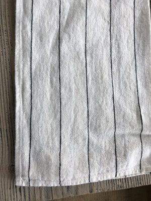 French Linen Tea Towel - White with Black Stripe