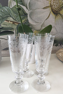 French Champagne 170ml Floral Etched Glasses (Set of 4)