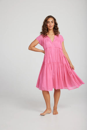 Village Dress - Hot Pink