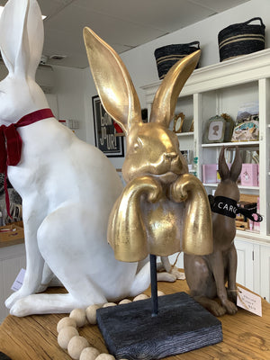Bunny Ornament On Stand - Gold