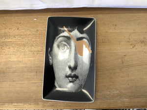 Ceramic plate- lady with gold eye patch