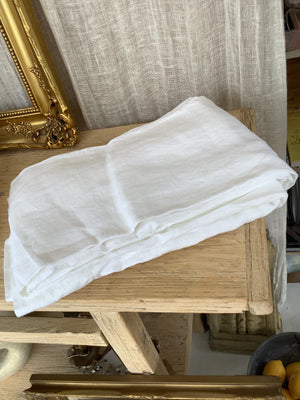 white linen tablecloth