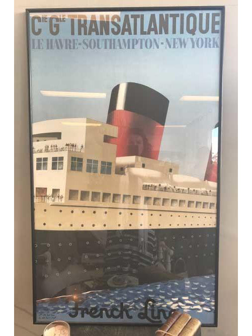 Vintage French Cruise Line Transatlantic Cruise Art Print Ready to Hang
